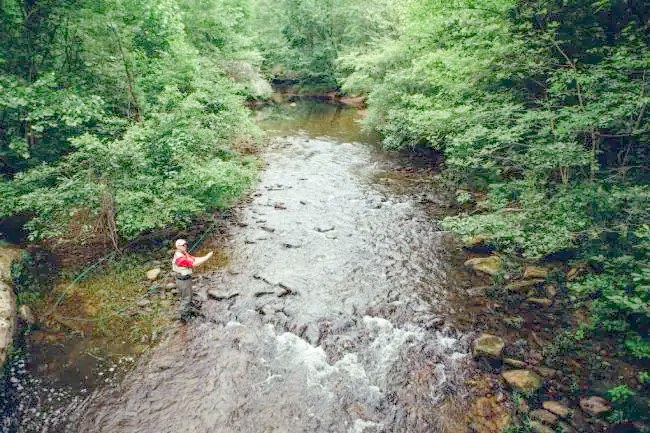 Fly fishing in Rock Creek, near the venue